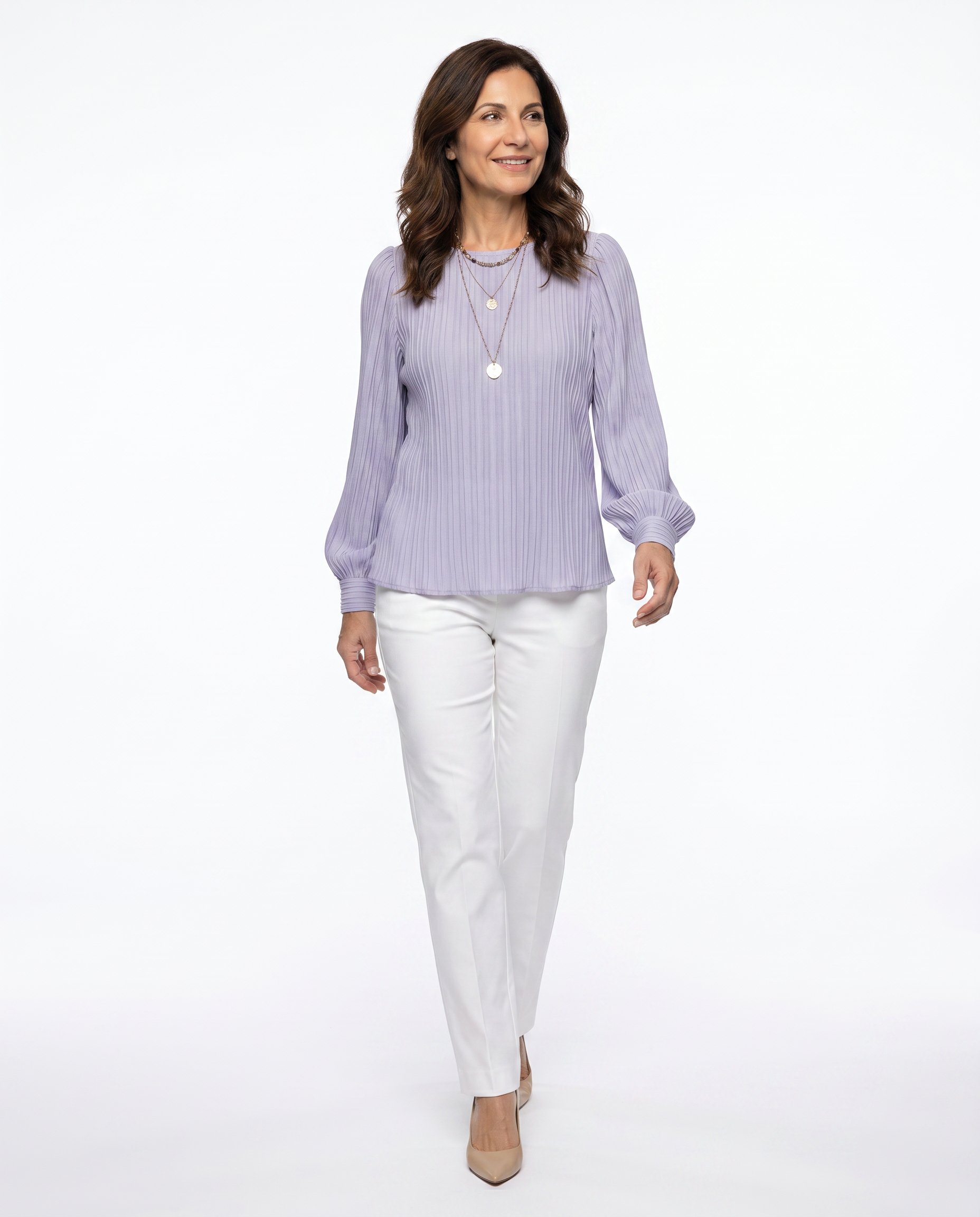 Geplooide Blouse met Pofmouwen