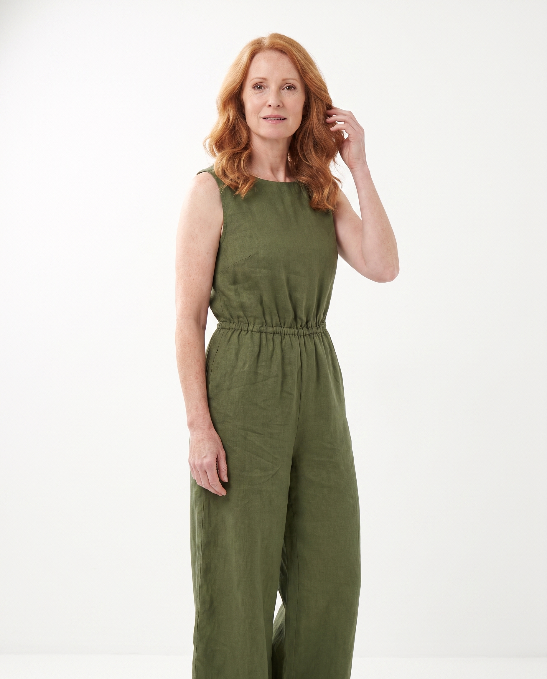 Linnen Jumpsuit met Wijde Pijpen