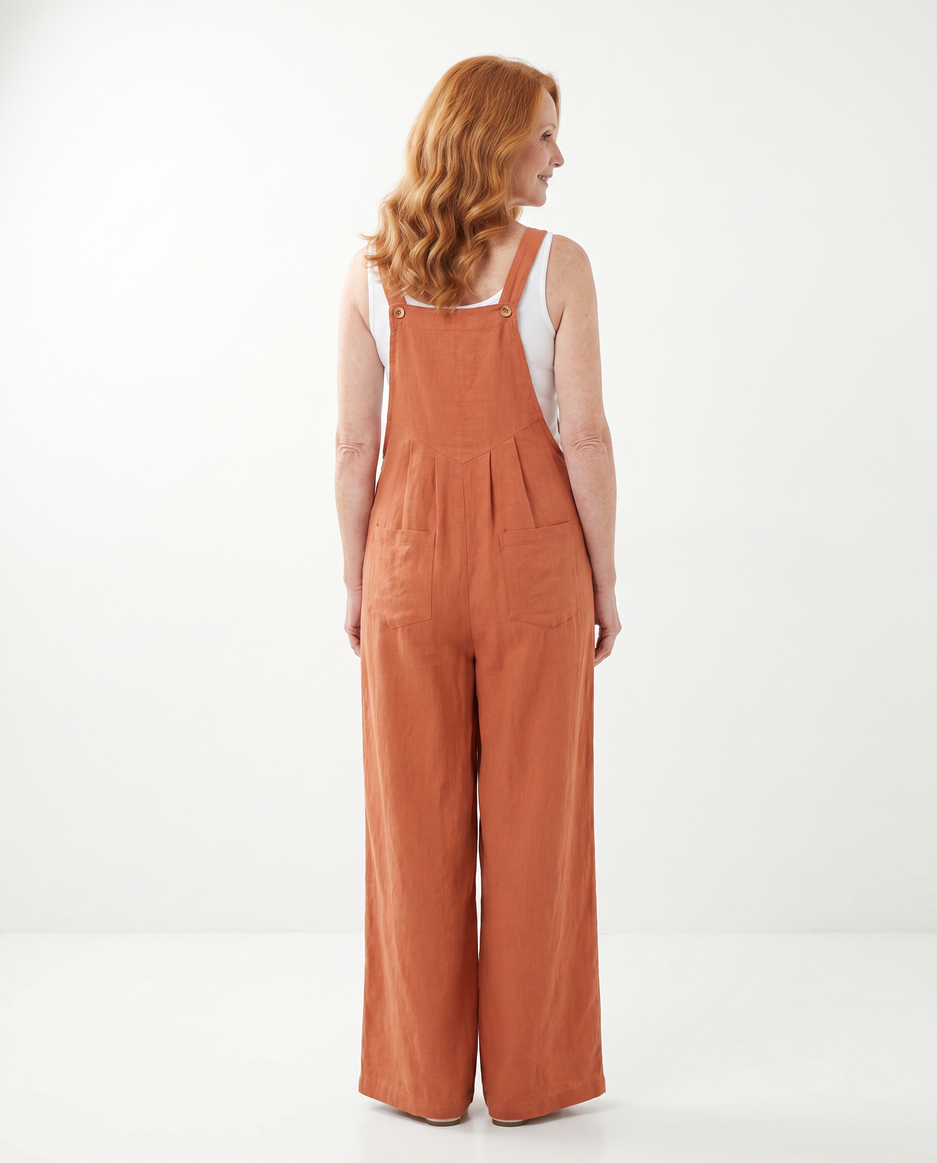 Linnen Jumpsuit met Wijde Pijpen en Bretels