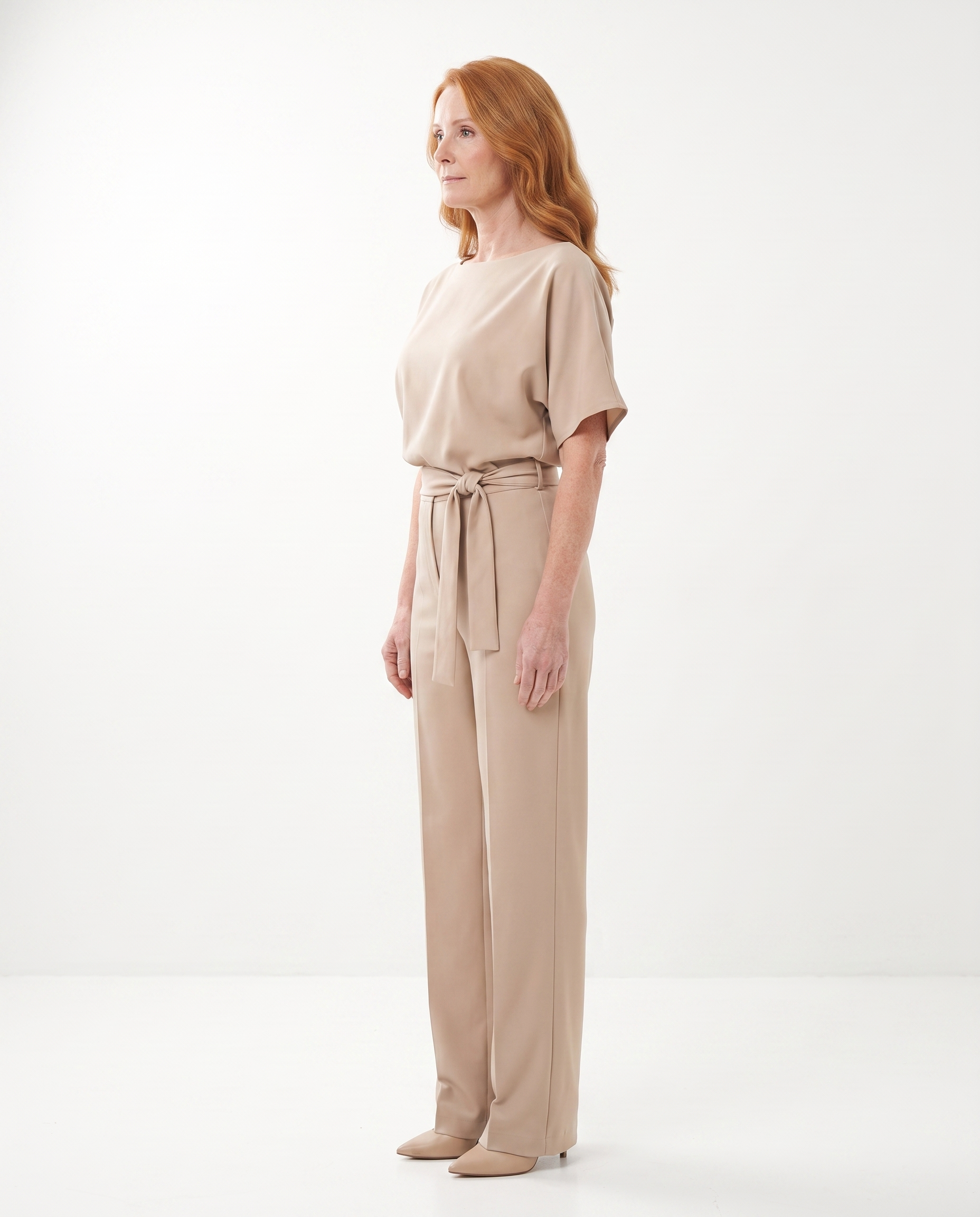 Jumpsuit met Getailleerde Ceintuur en Kimouwen