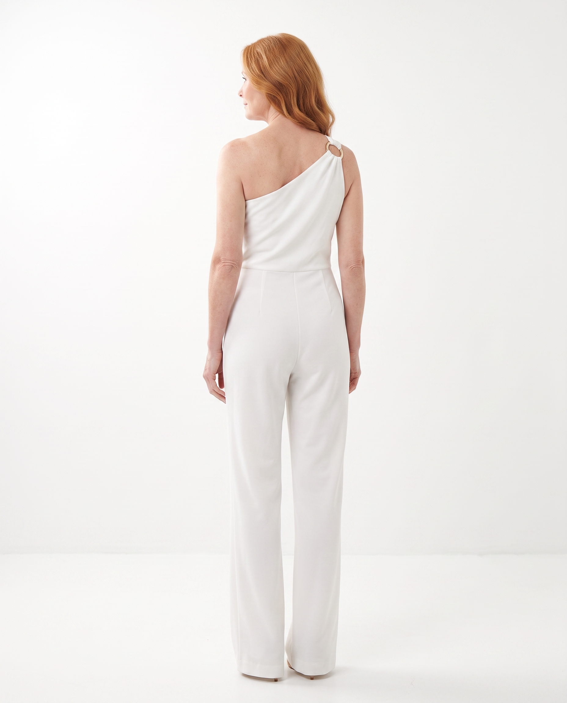 Jumpsuit met Asymmetrische Schouder en Ringdetail