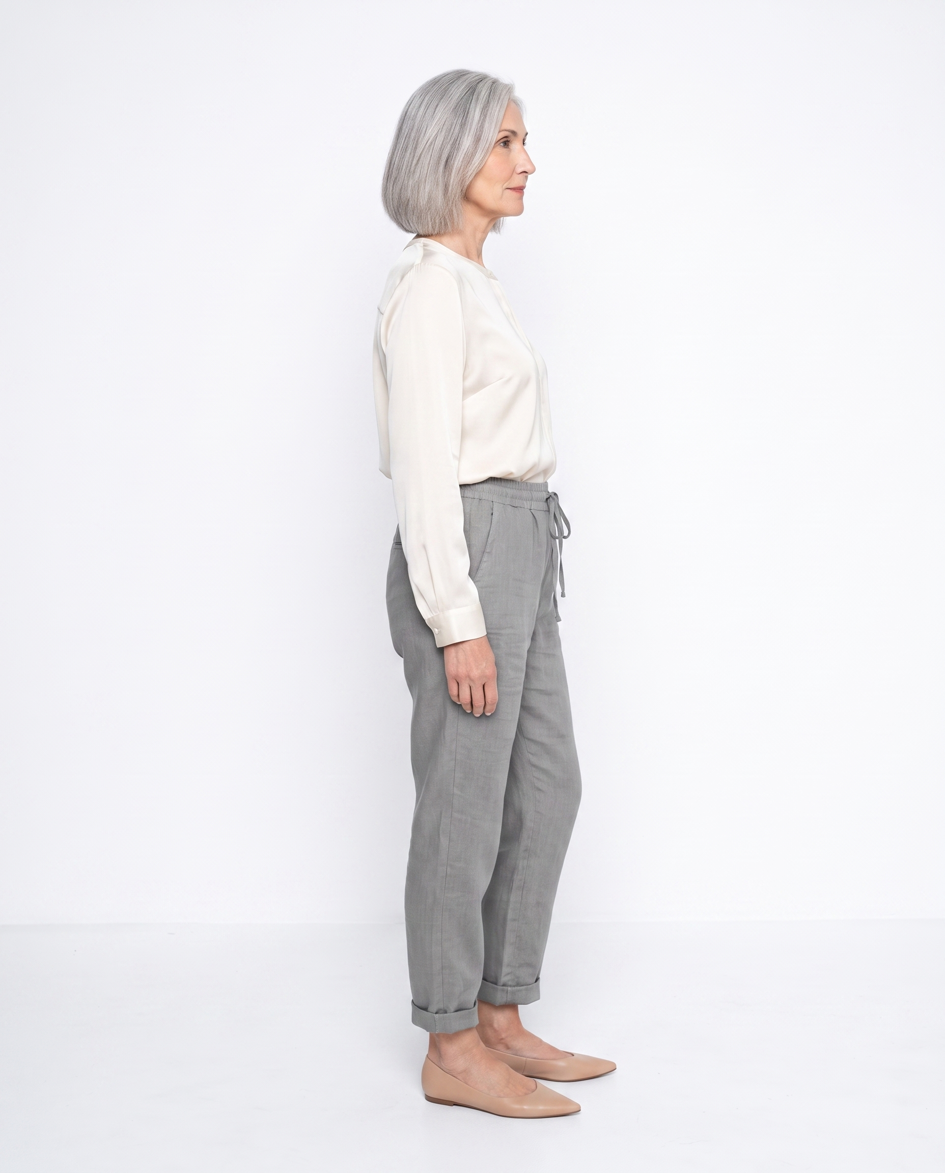 Linnen Pantalon met Elastische Taille en Steekzakken