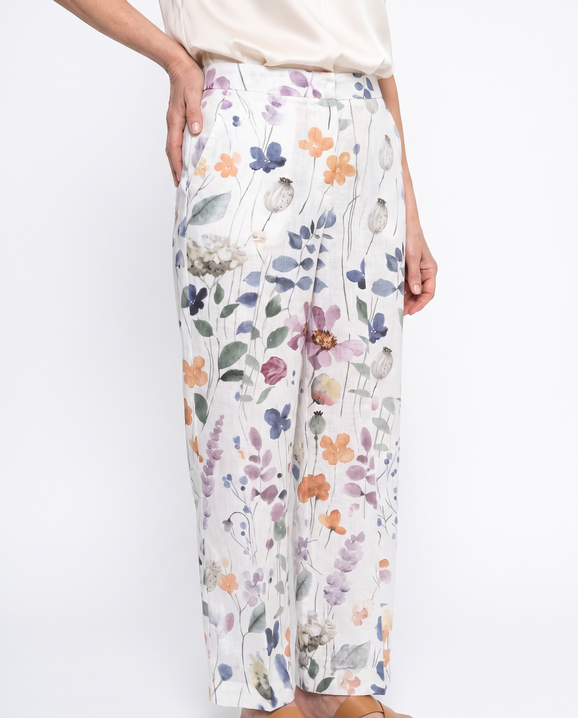 Linnen Broek met Bloemenprint