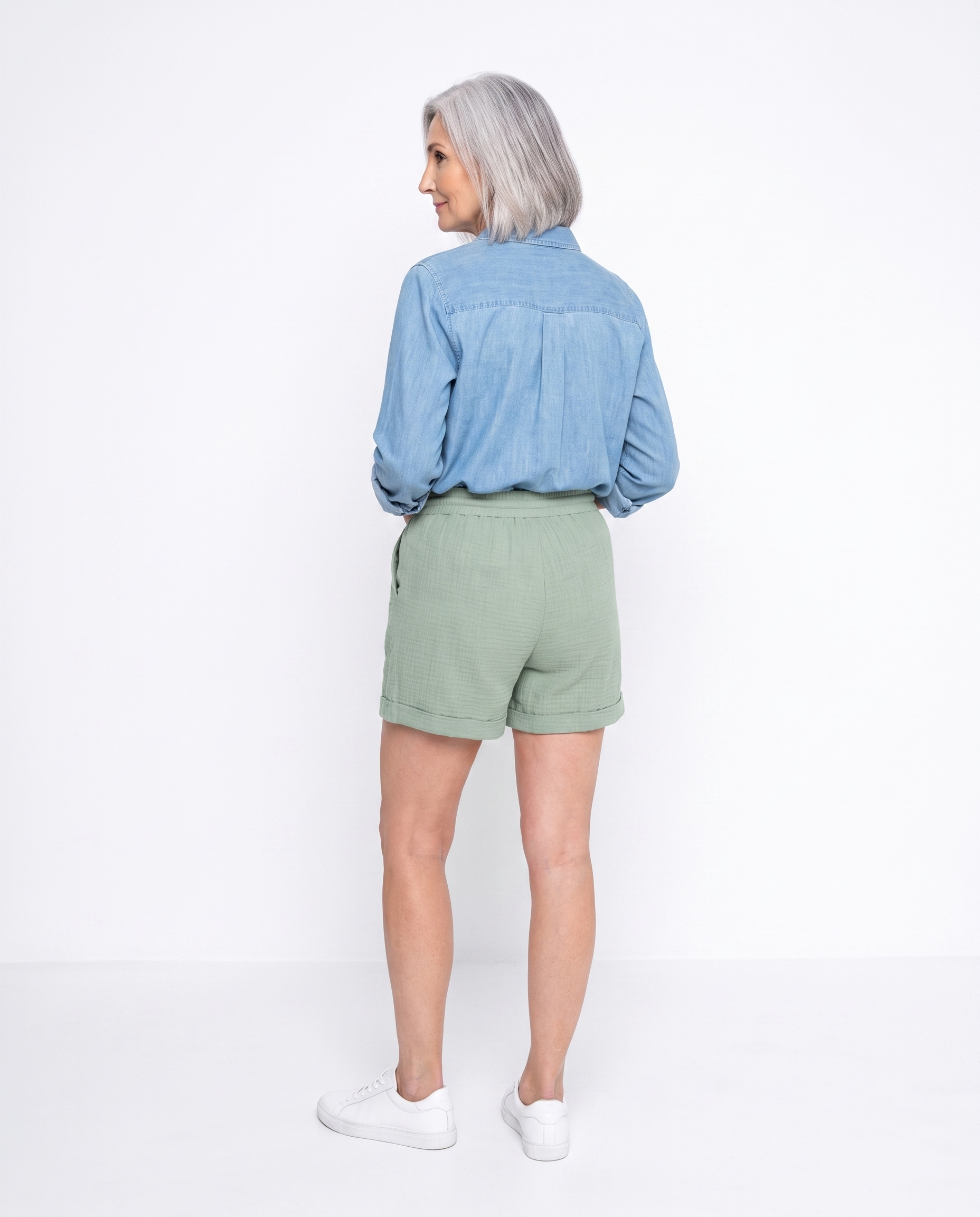 Katoenen Short met Elastische Taille en Zakken