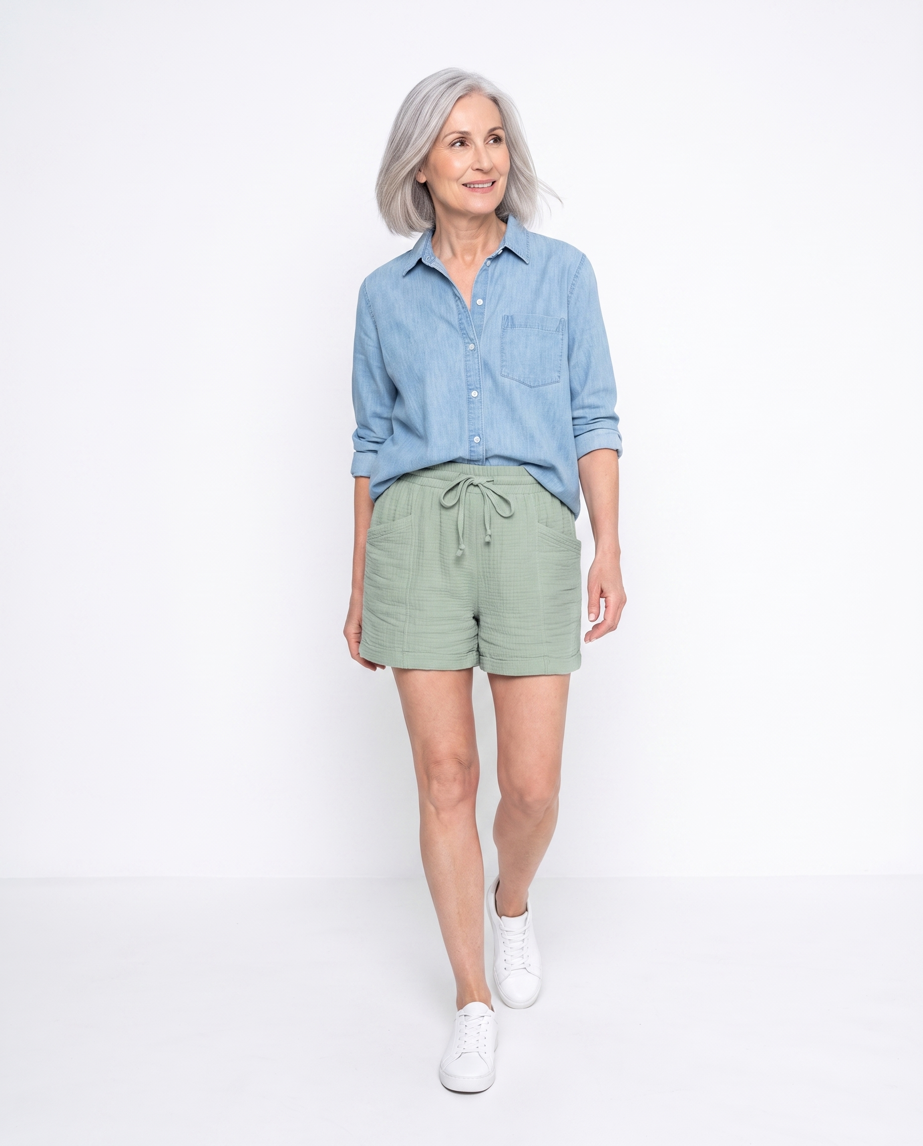 Katoenen Short met Elastische Taille en Zakken