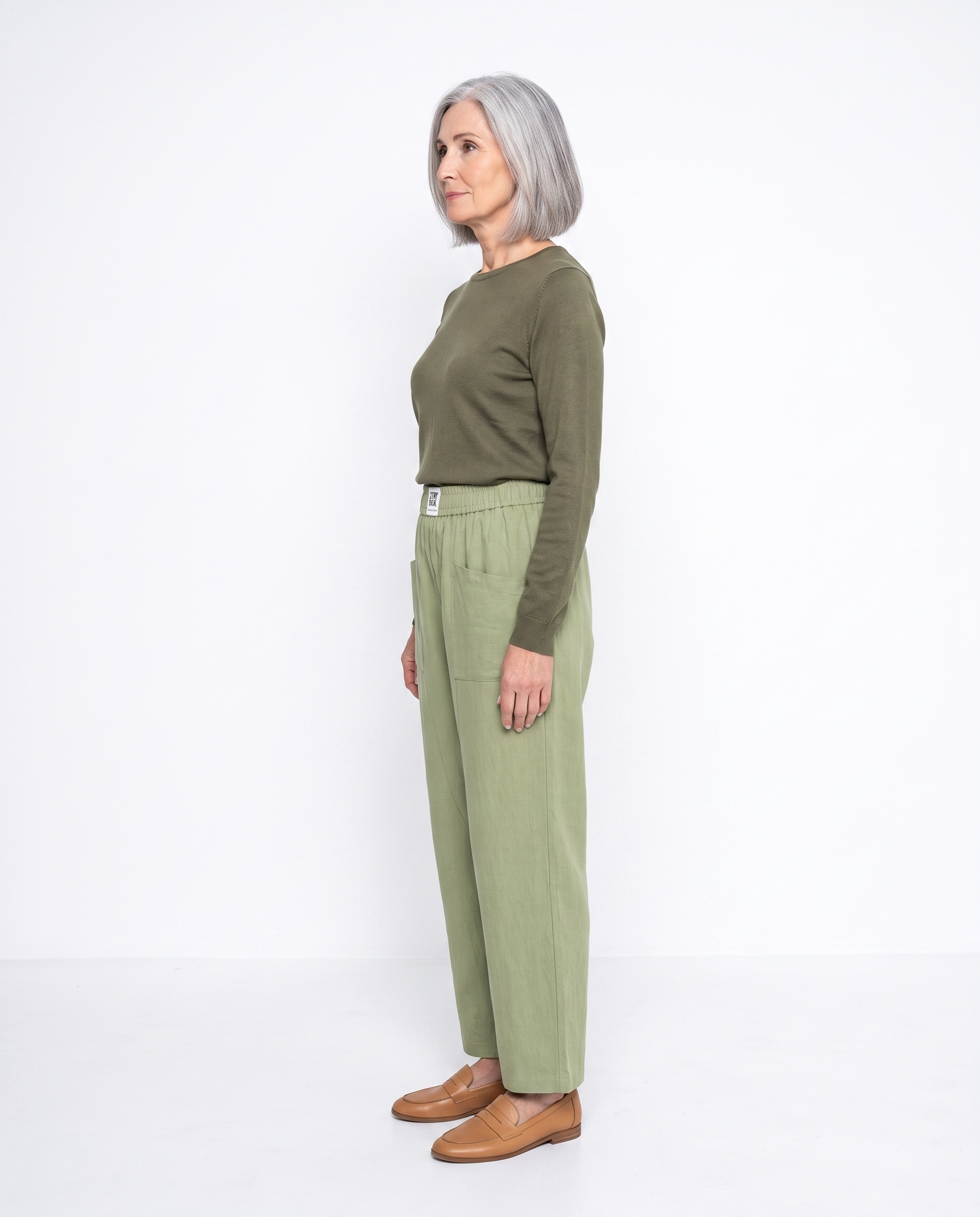 Linnen Broek met Elastische Taille en Zakken