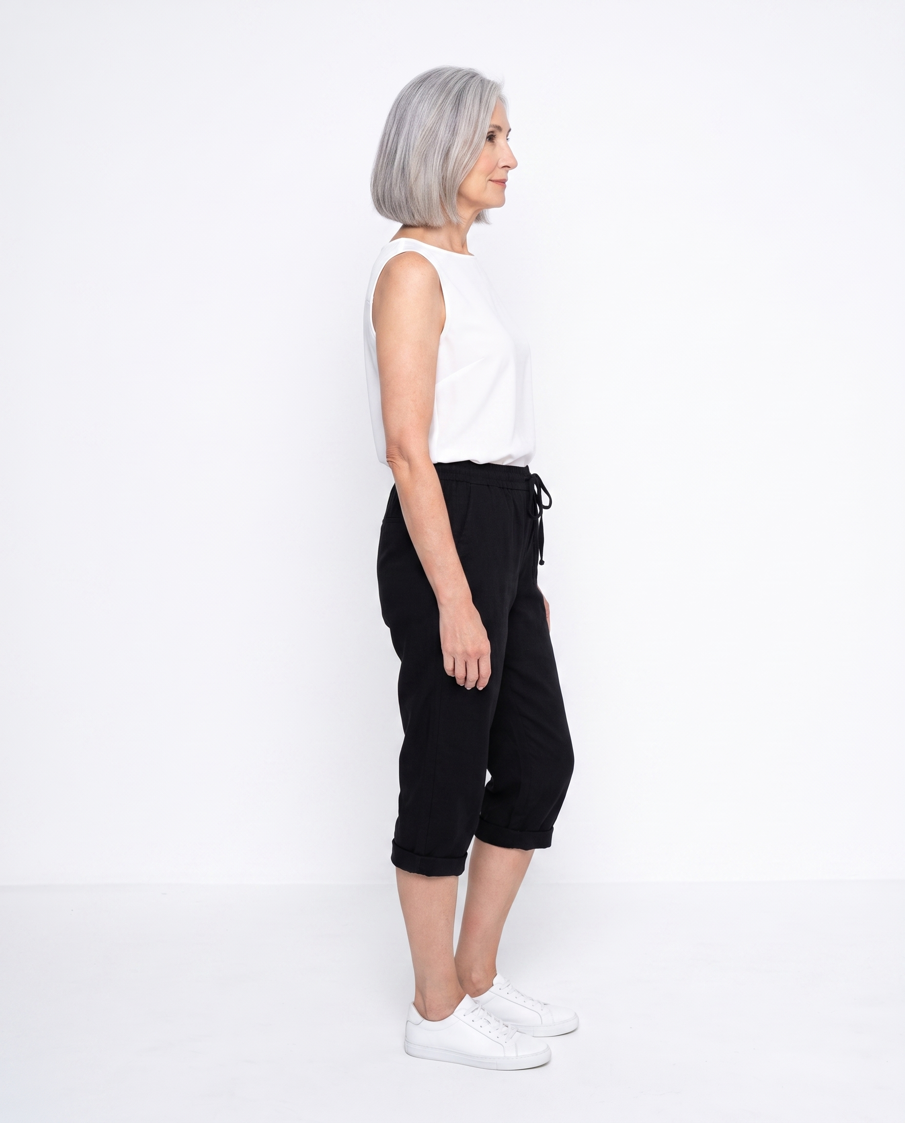 Linnen Capribroek met Elastische Taille