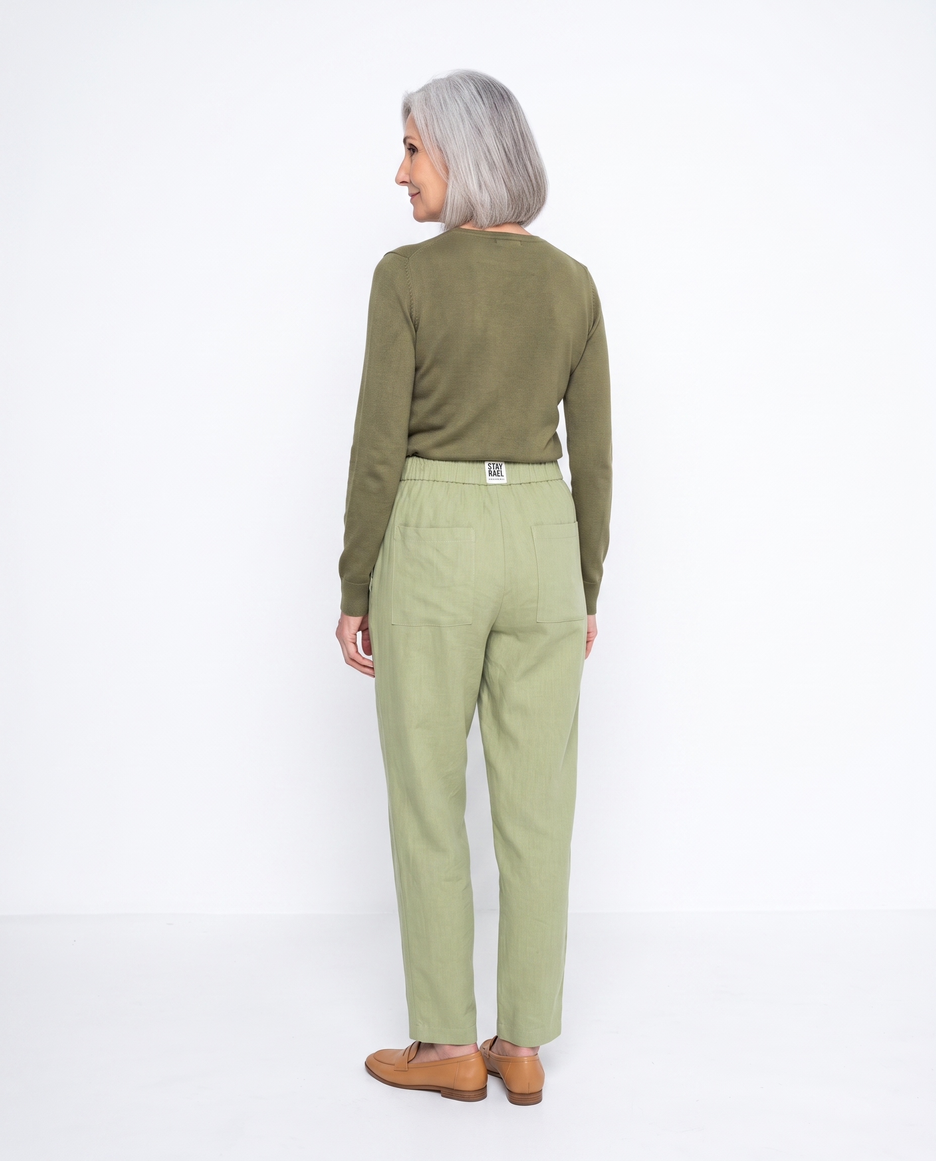 Linnen Broek met Elastische Taille en Zakken