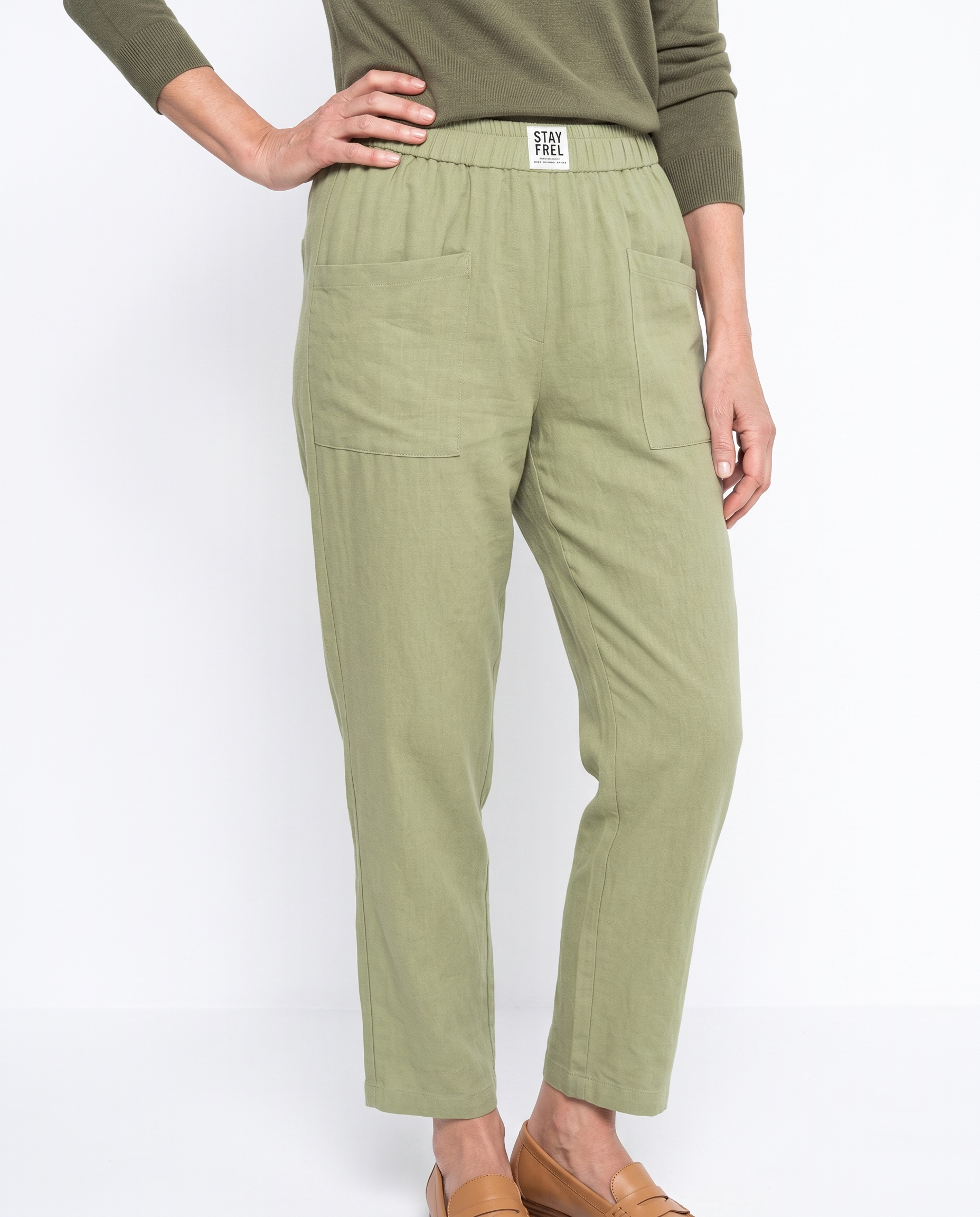 Linnen Broek met Elastische Taille en Zakken
