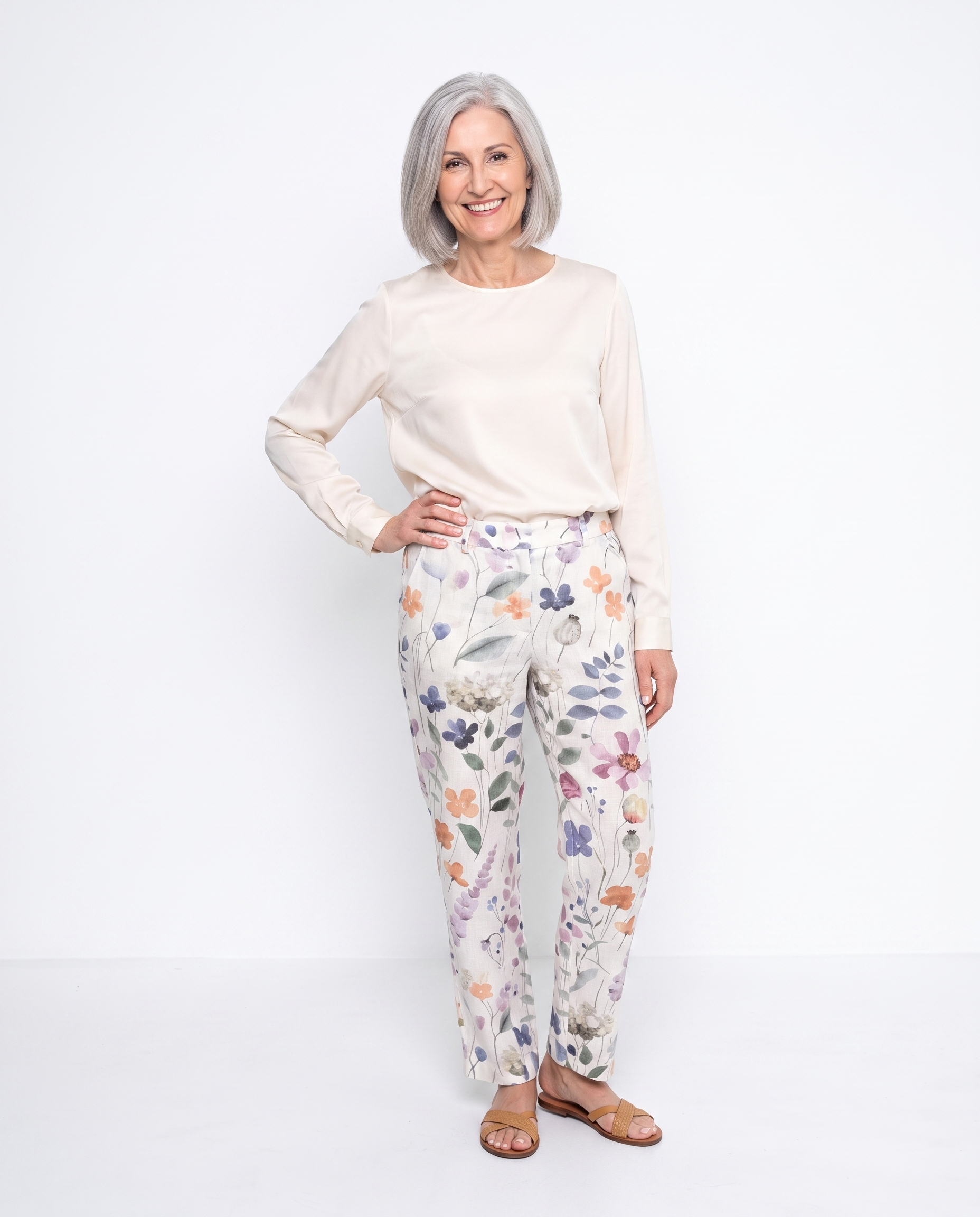 Linnen Broek met Bloemenprint