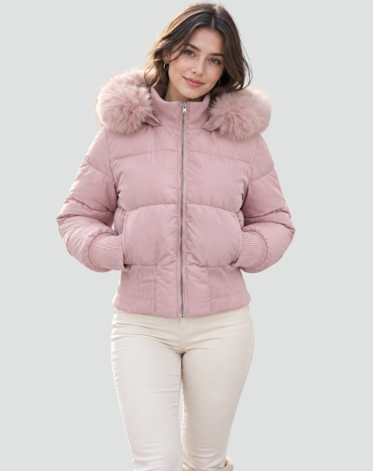 Caroline - Elegante Korte Gevoerde Winterjas