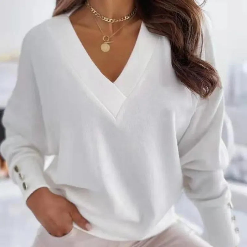 Joanne - Elegante Gebreide V-Hals Trui