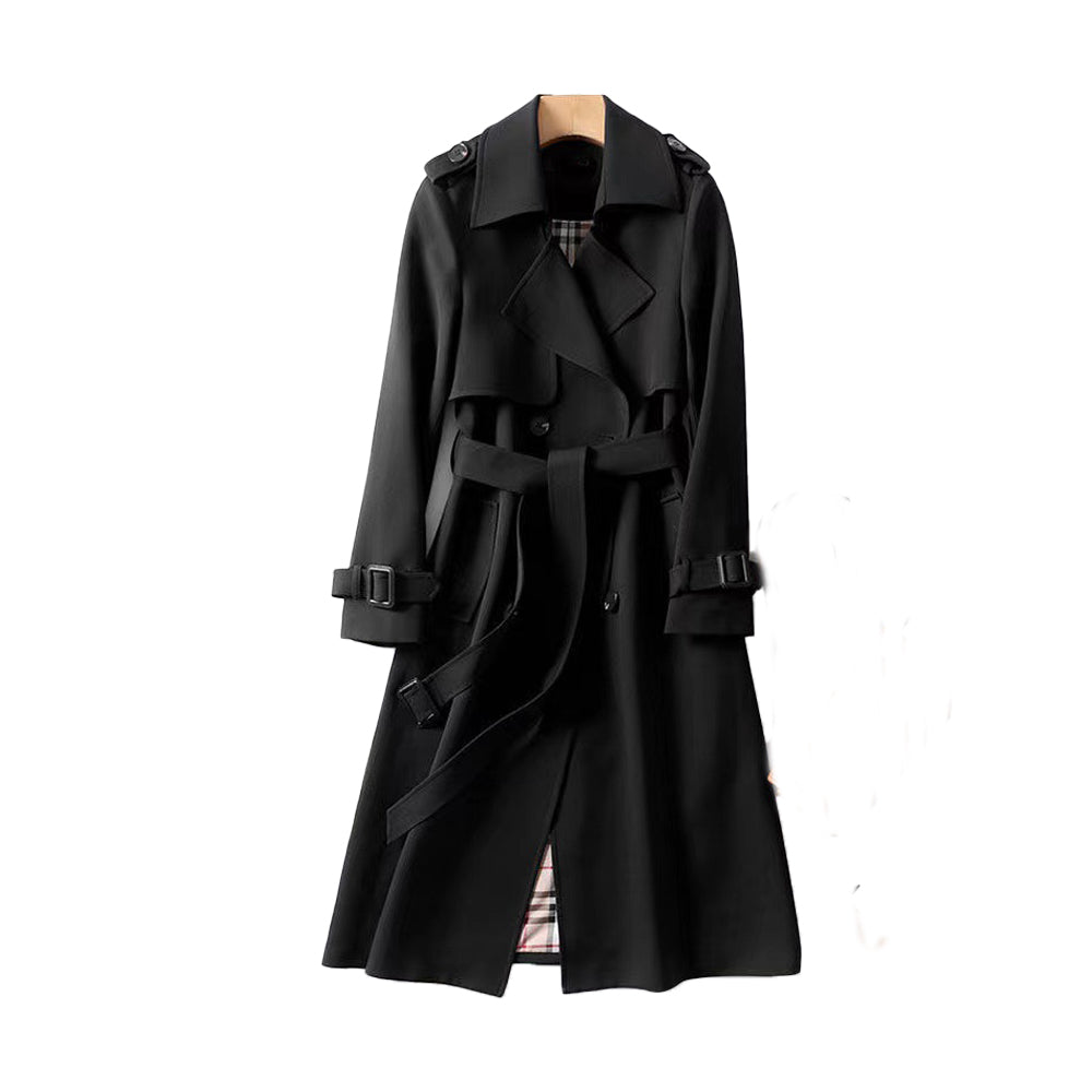 Caroline - Elegante Geruite Lange Trenchcoat