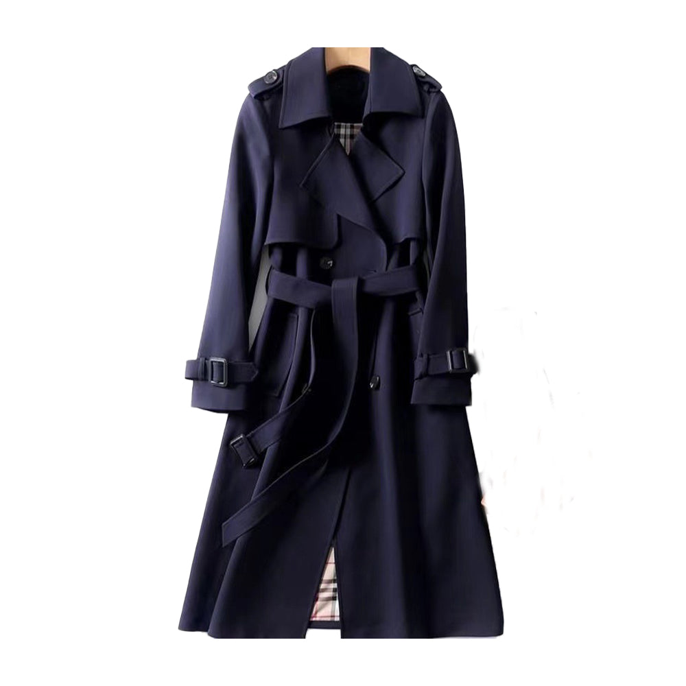 Caroline - Elegante Geruite Lange Trenchcoat