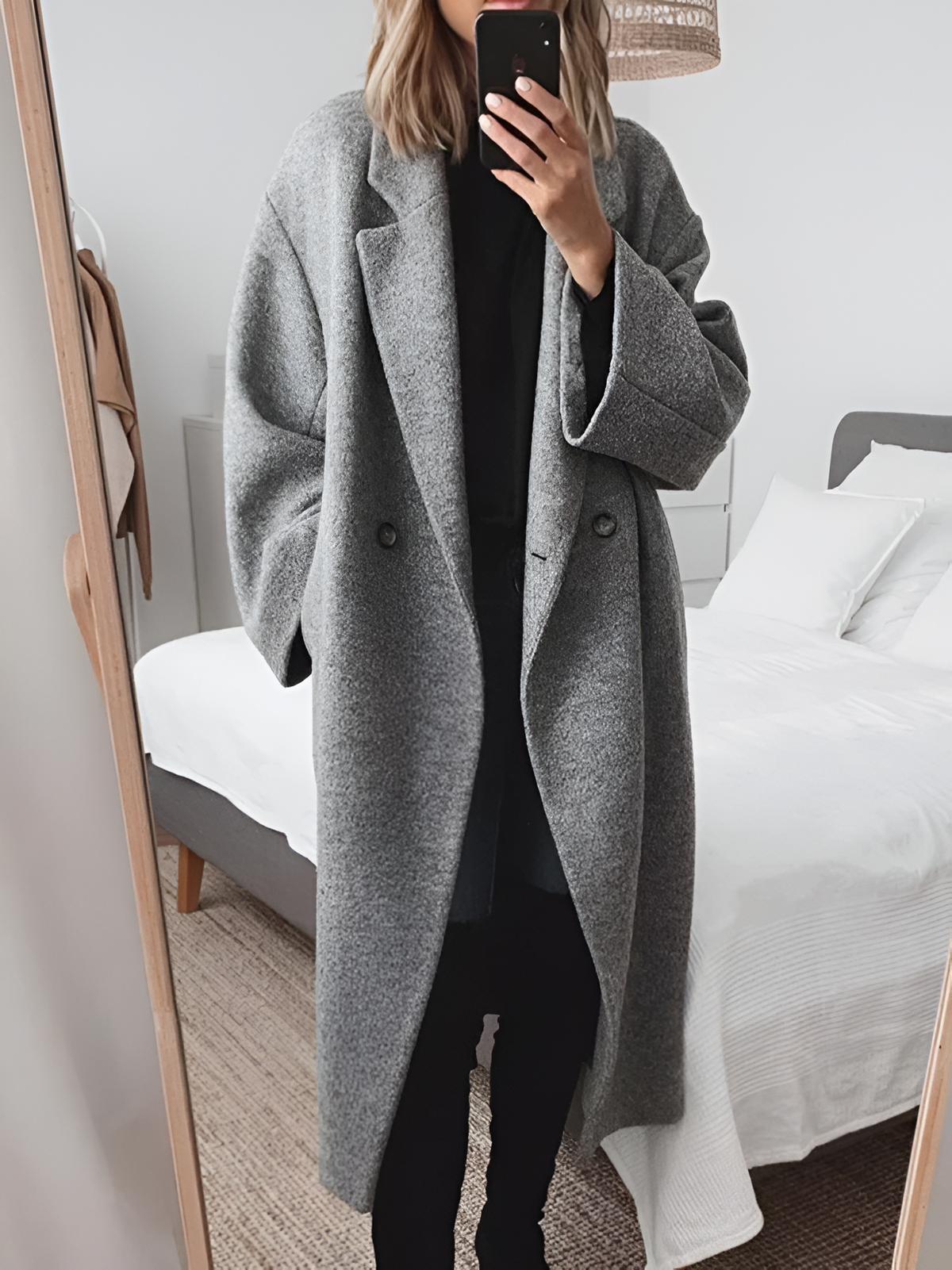 Esther | Elegante Lange Oversized Wollen Mantel