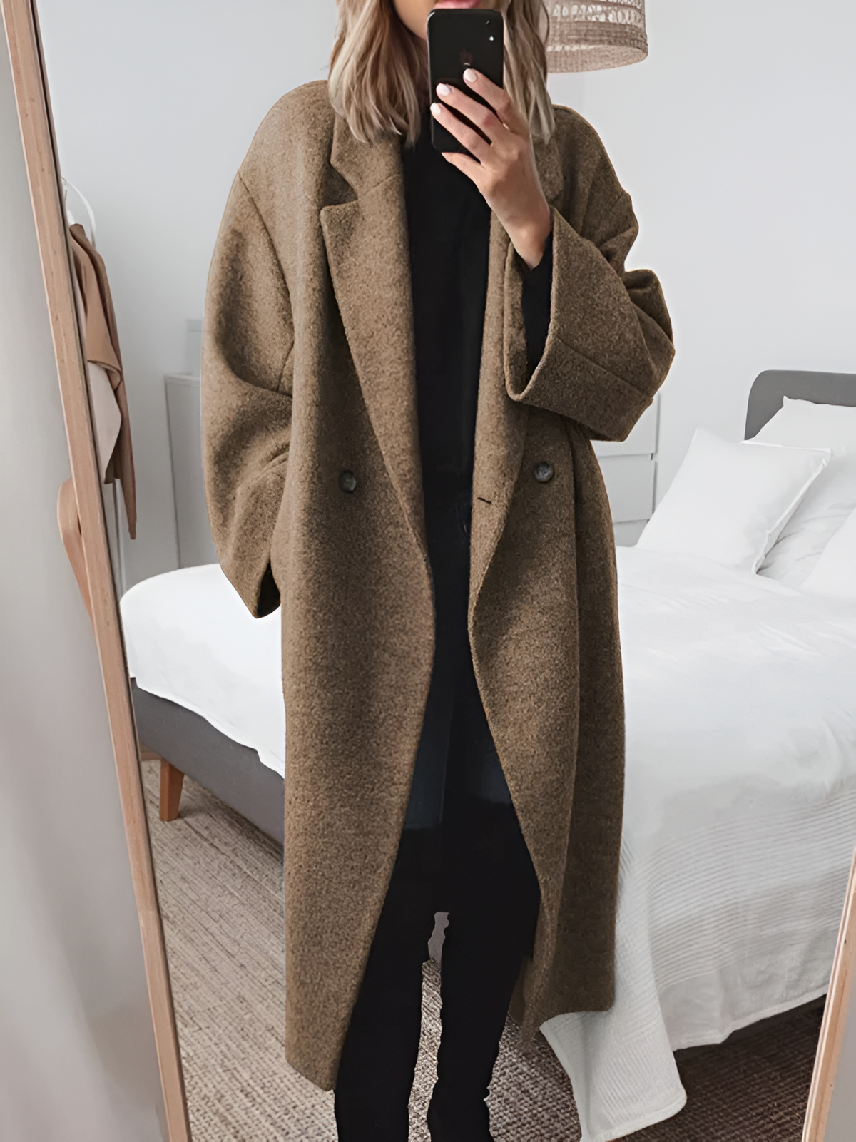 Esther | Elegante Lange Oversized Wollen Mantel