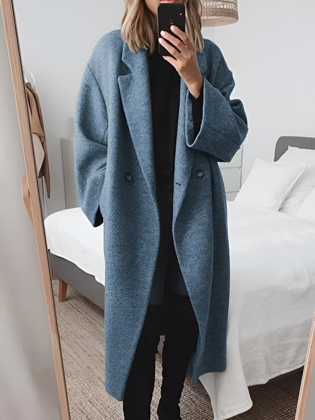 Esther | Elegante Lange Oversized Wollen Mantel