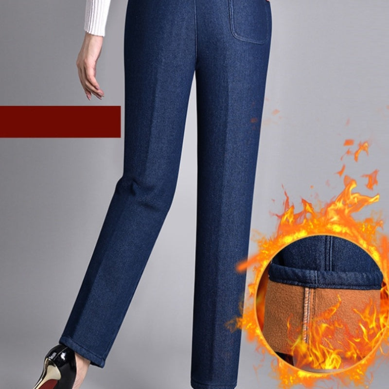 Stretch Jeans met Elastische Taille en Steekzakken
