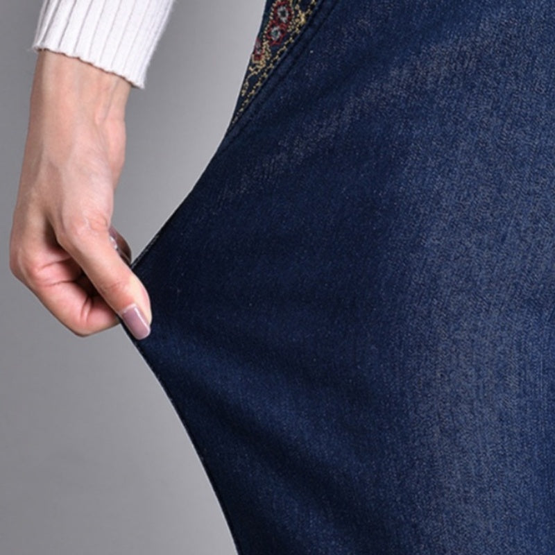 Stretch Jeans met Elastische Taille en Steekzakken