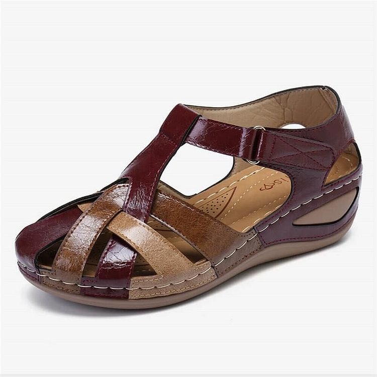 Gevlochten Leren Sandalen met Sleehak