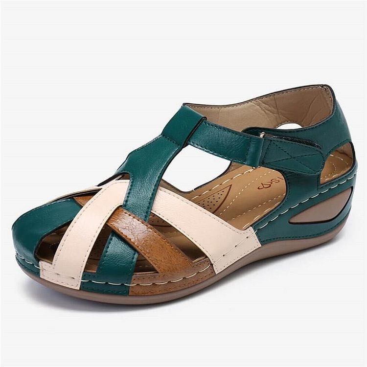 Gevlochten Leren Sandalen met Sleehak