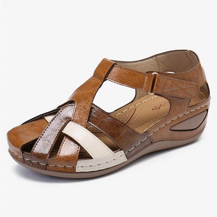 Gevlochten Leren Sandalen met Sleehak