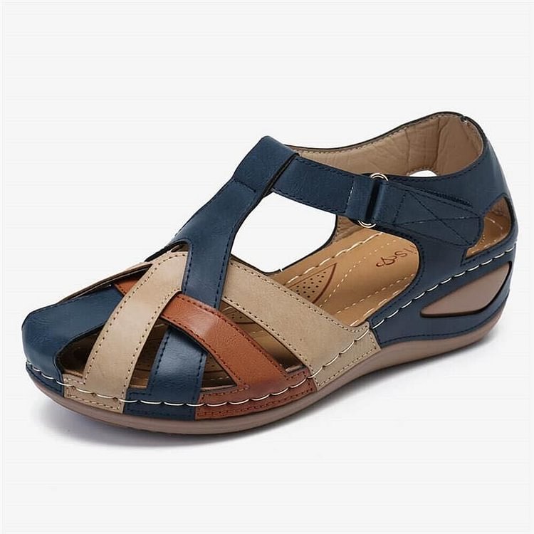 Gevlochten Leren Sandalen met Sleehak